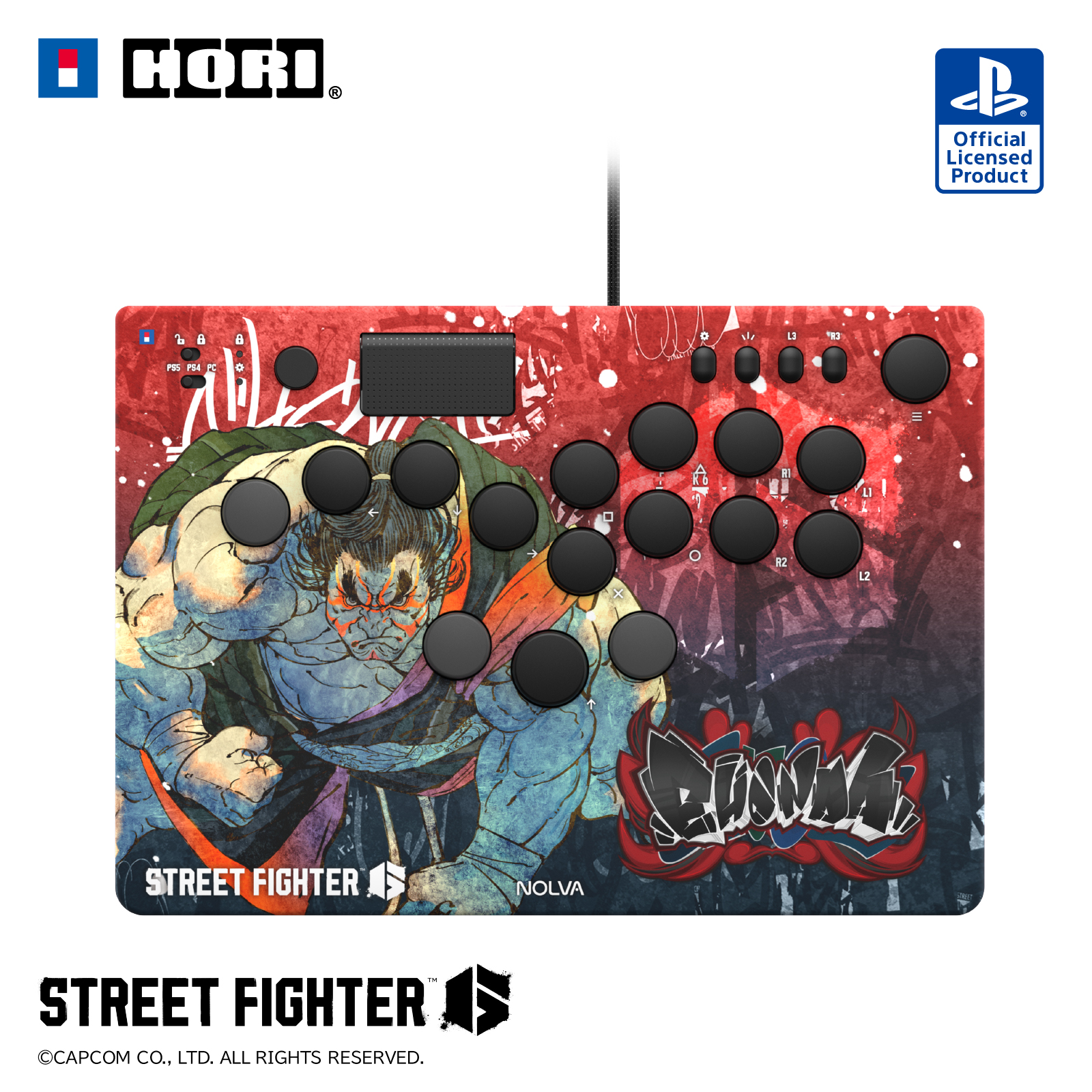 ストリートファイター 6 NOLVA Mechanical All-Button Arcade Controller for PlayStation5, Windows PC(E.本田)