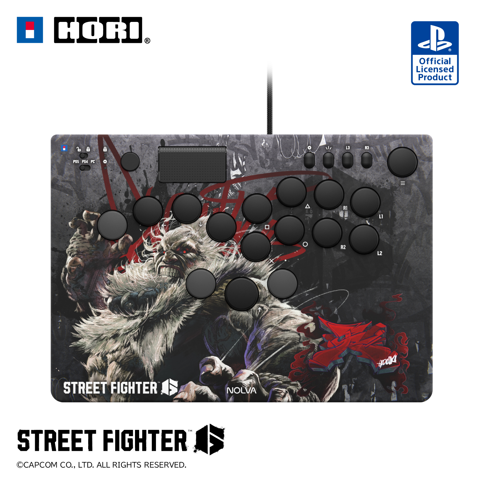 ストリートファイター 6 NOLVA Mechanical All-Button Arcade Controller for PlayStation5, Windows PC(豪鬼)
