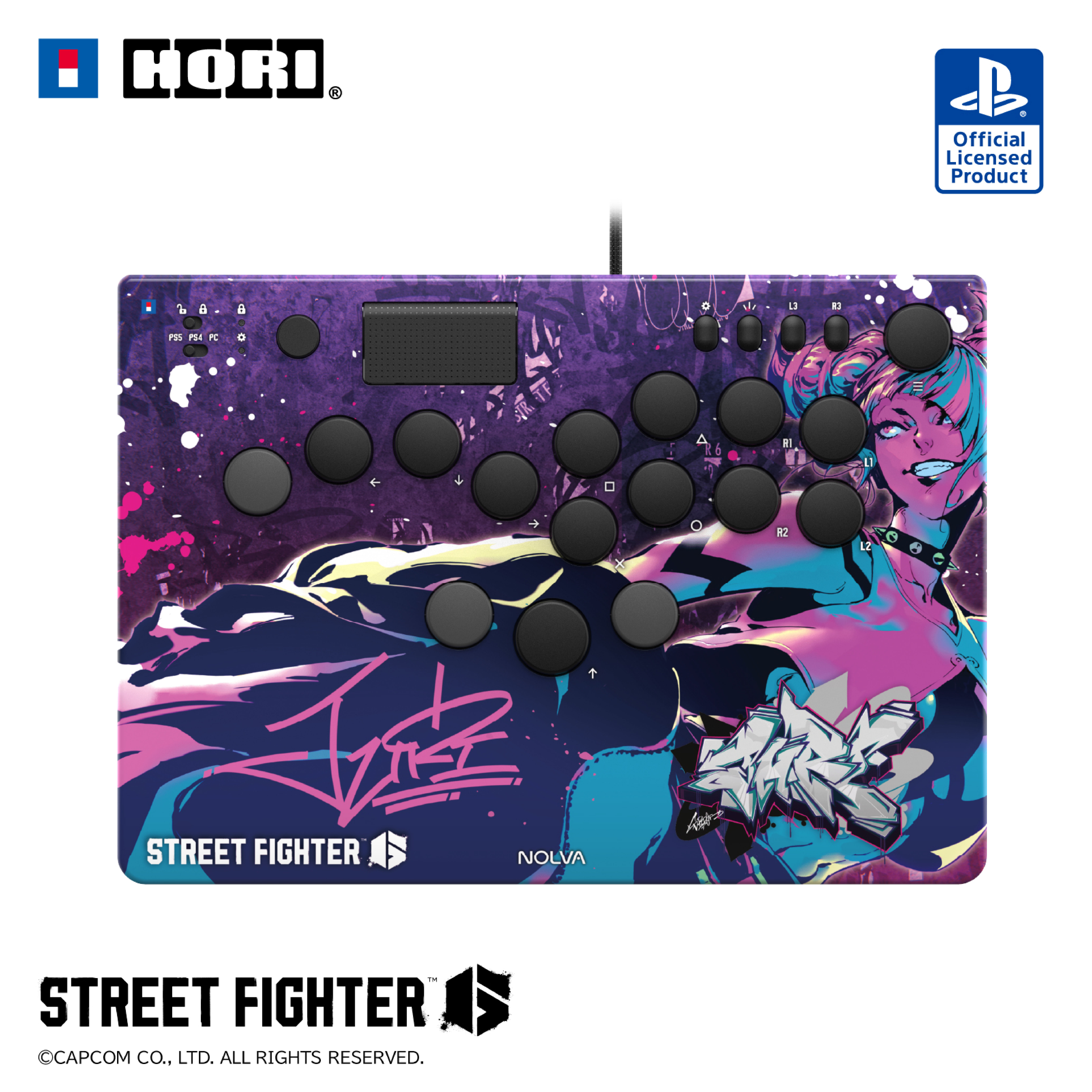 ストリートファイター 6 NOLVA Mechanical All-Button Arcade Controller for PlayStation5, Windows PC(ジュリ)